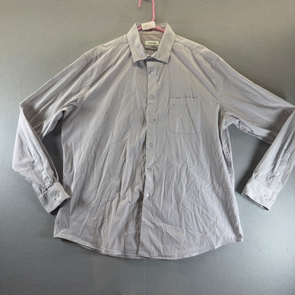 Calvin Klein Mens Tech Active Stretch Purple Check Long Sleeve Shirt Regular Fit